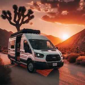 Ford Transit camper van, van life in Joshua Tree at sunset (14)